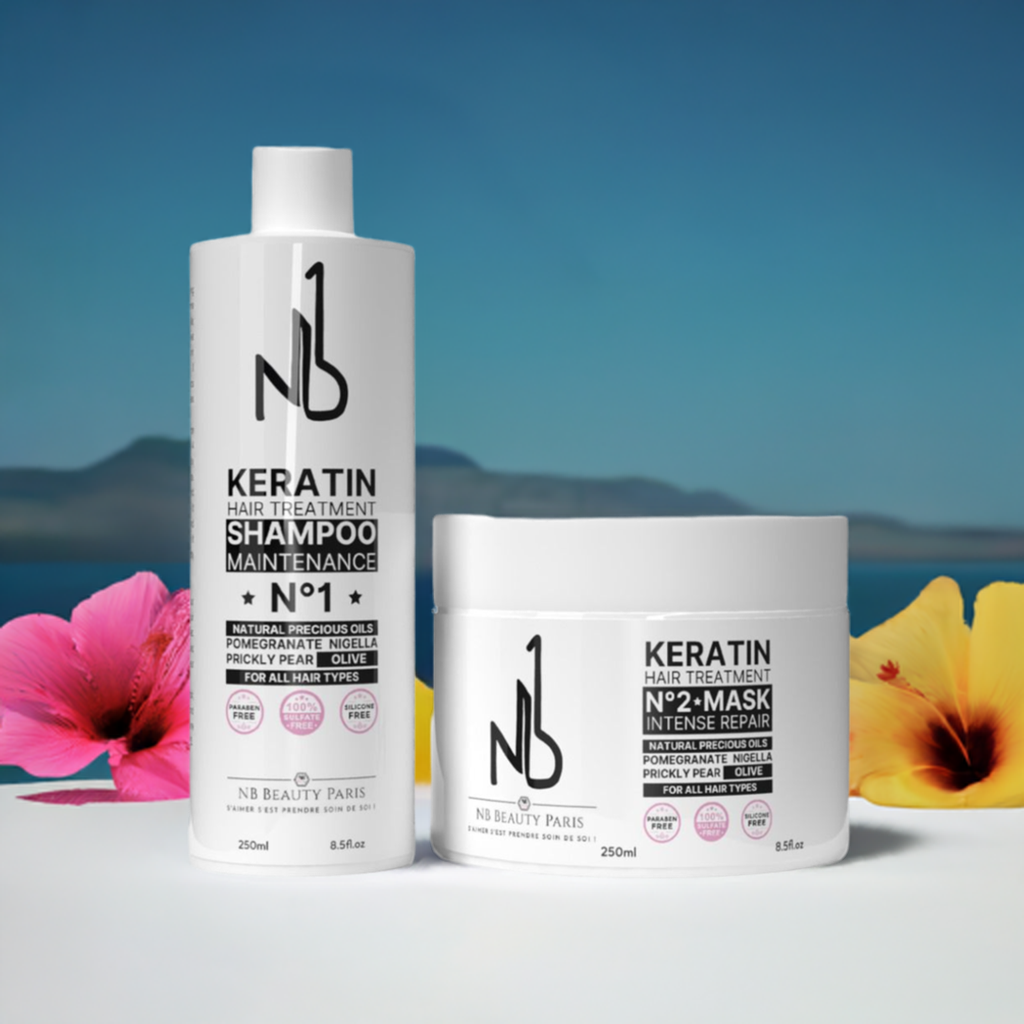 soin capillaire - shampoing et masque kératine sans sulfate - NB BEAUTY PARIS