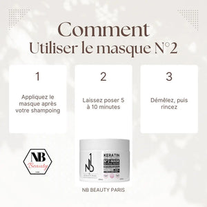 Masque Kératine Réparateur Intense NB1 - Entretien post lissage brésilien N°2 - NB BEAUTY PARIS