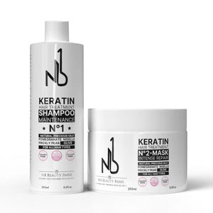 Soin Cheveux Kératine, Kit  Shampoing et Masque Réparateur Cheveux Intense NB1 - Routine Capillaire - NB BEAUTY PARIS