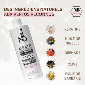 Soin Cheveux Kératine, Kit  Shampoing et Masque Réparateur Cheveux Intense NB1 - Routine Capillaire - NB BEAUTY PARIS